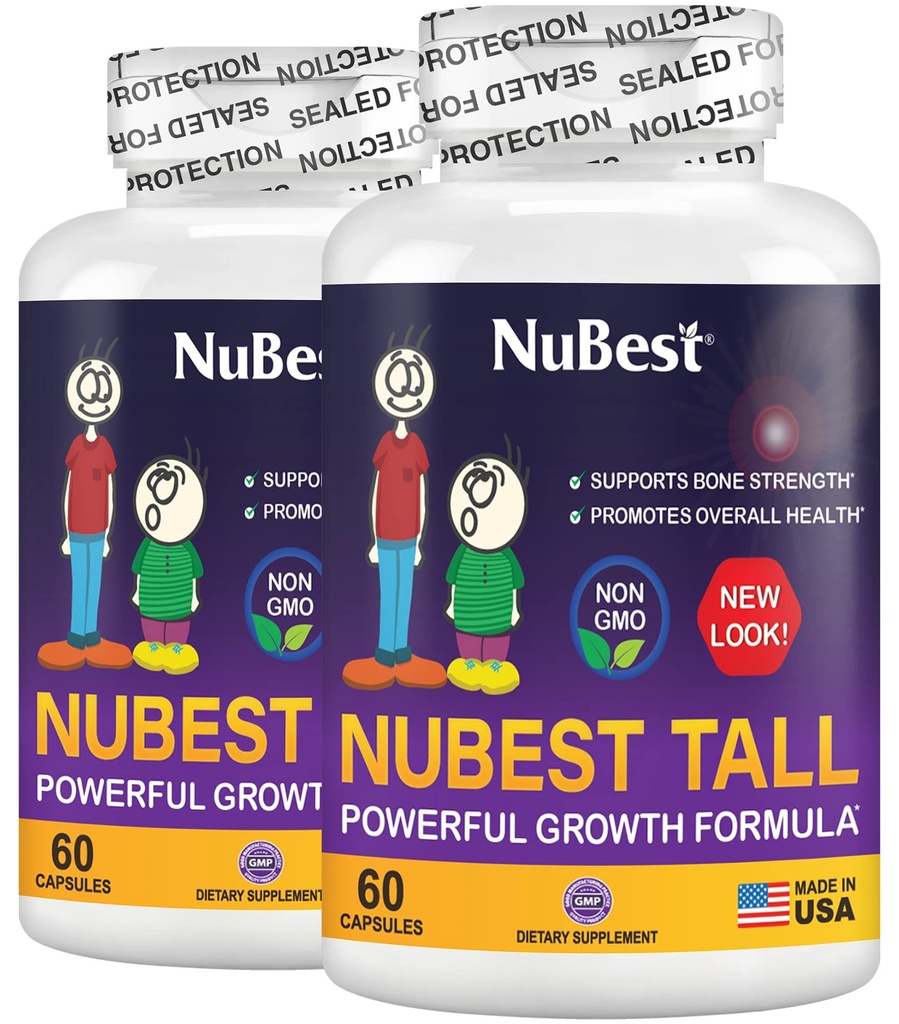 NuBest Wysokie 124; Wsparcie siły kości, zdrowia kości, Wzmocnione immunologiczne i całego ciała Wellness z wapniem, Kolagen i Zioła w wieku 5 + & Nastolatki 124; Pack 2 Supply 124; 2 Miesiące dostaw