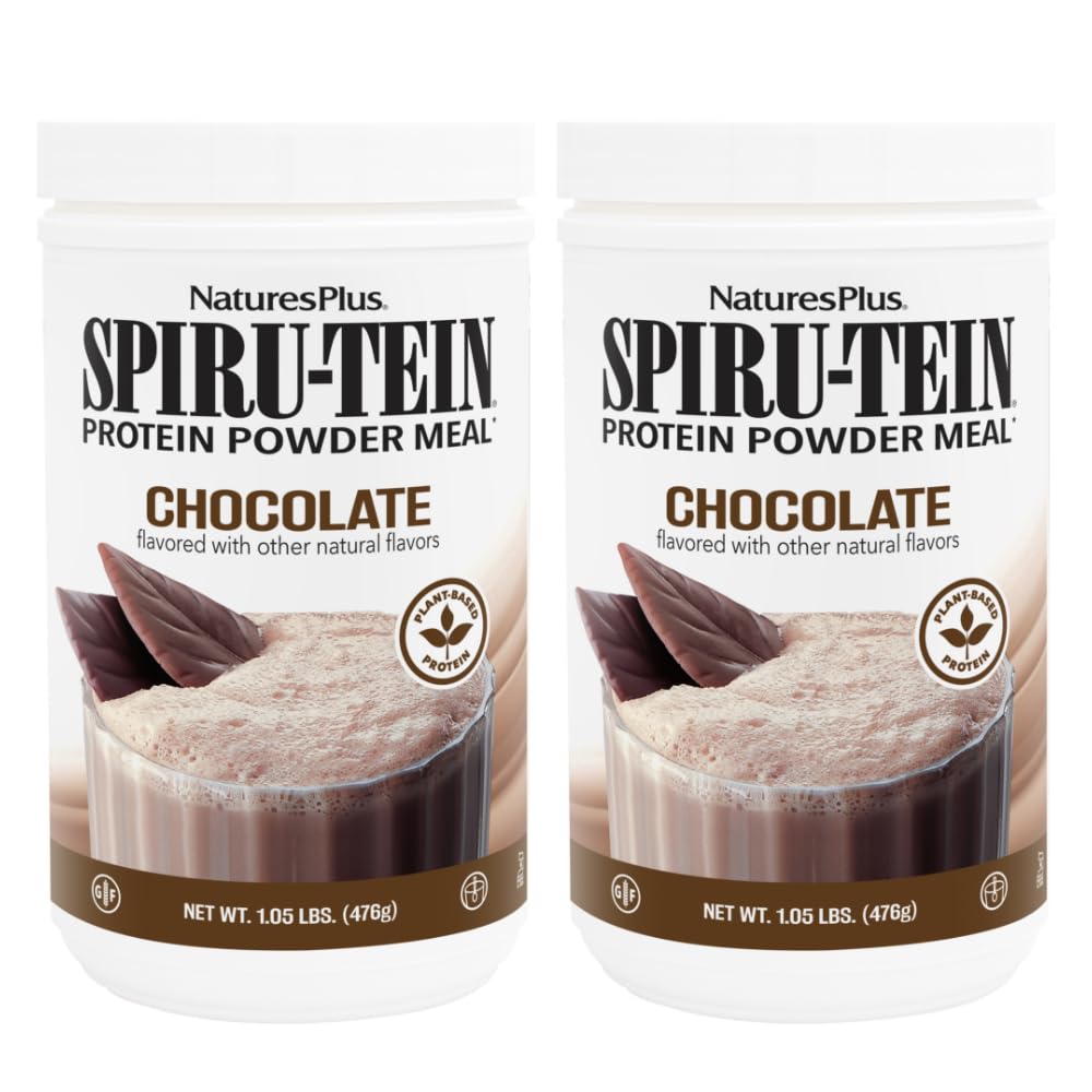NaturesPlus SPIRU- TEIN, Czekolada - 1.05 funtów, Opakowanie 2 - Wstrząs białkowy na plantacji - Nie-GMO, Wegetarianin, Gluten Free - 34 Sługi ogółem