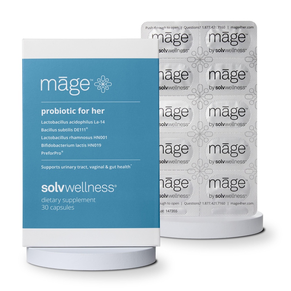 Māge by Solv Wellness Probiotic for Her, Daily Women 's Prebiotic and Probiotics Blend Nutritional Supplements for Digestive, Waginal PH Balance, Tract Health Support, 30 kapsułki