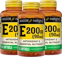 MASON naturalna witamina E 90 mg (200 j. m.) - przeciwutleniacz i zasadniczy składnik odżywczy, zdrowy system immunologiczny, skóra i oczy, suplement całego ciała, 100 softgeli (opakowanie po 3)