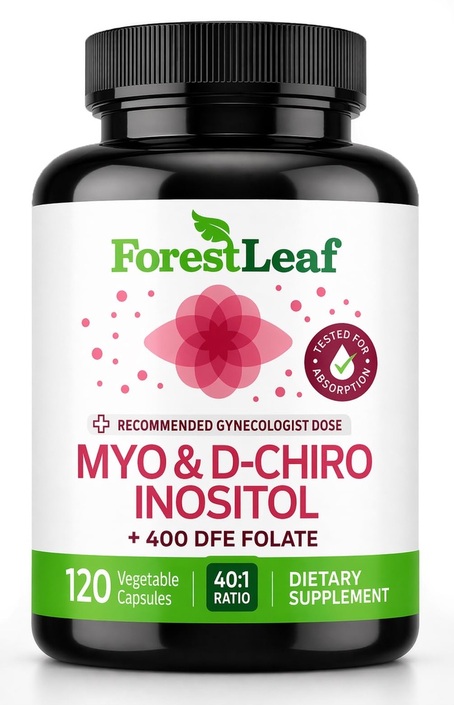 Myo- Inositol & D- Chiro Inositol Suplement dla Zdrowia Kobiet 124; Suplement płodności Kobiety 124; Inozytol 40: 1 Stosunek Wspomaganie funkcji jajników & Zdrowy Hormon Równowaga Kobiety 124; 2050mg Bilans 124; 120 Kapsułki proszkowe