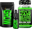 Beard Growth Kit w/Grow XXL Beard Oil/Serum for Facial Hair Growth for Men + Maximum Strength 620,000mcg 14-in-1 BIOTIN Facial Hair Growth Vitamins for Men - Formulated in America