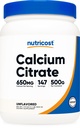 Nutricost Wapnia Citrate Powder (500 gramów) (Unflavored) - Czysty Wapnia Citrate, No Fillers, Gluten Free (1.1lbs)