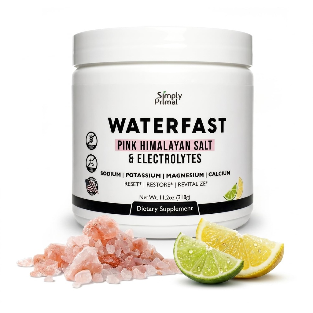 WATERFAST Keto Electrolyte proszek do postu i nawodnienia - Lemon Lime Flavor 124; Pink Himalayan Salt (Sodu), Potasu, Magnezu, Wapnia 124; Cukier wolny, Gluten wolny, Soy Free