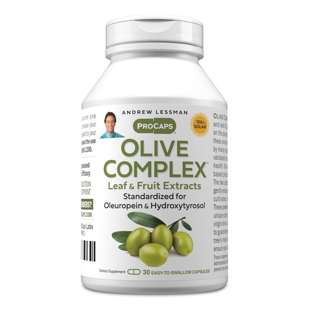ANDREW Lessman Olive Complex - 30 Kapsułek - Ekstrakty liści i owoców. Standaryzowane dla oleuropeiny i hydroksytyrozolu w celu wspierania układu sercowo- naczyniowego i immunologicznego. Małe kapsułki łatwe do połknięcia