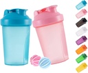 Butelka shaker Protein Shakes i 16- unce / 400ML Shaker- Butelka z whisky kulki, Non-BPA plastik (niebieski + różowy (2PCS))