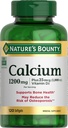 Nature's Bounty Calcium 1200 mg with 1000 IU Vitamin D3 - Bone Health Softgels, Calcium and Vitamin D Supplement, Gluten Free, 2 Softgels per Day, 120 ct (Pack of 1)