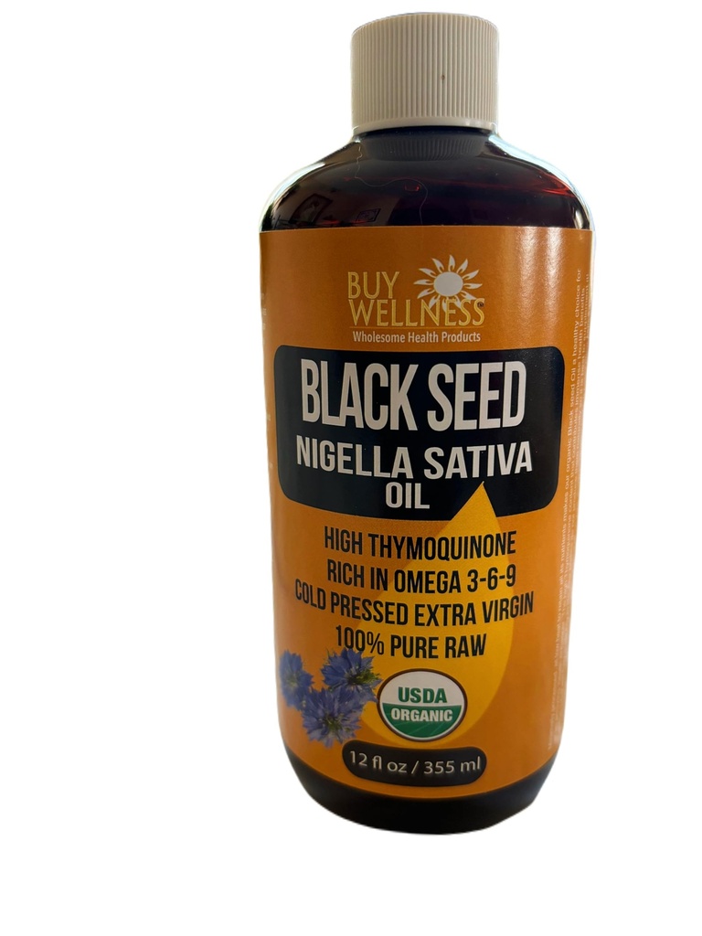 Kup Wellness Organic Blackseed Cold Pressed Oil Nigella Sativa Pure Black Cumin Oil High Thymoquinone, Potężny olej bogaty Omega 12 oz