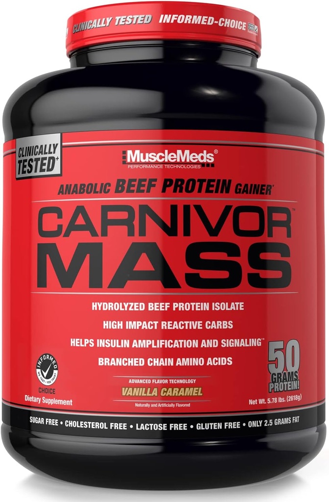 MuscleMeds Carnivor Mass Dieta Suplement, Wanilia Karmel, 5.78 Funt (002658)