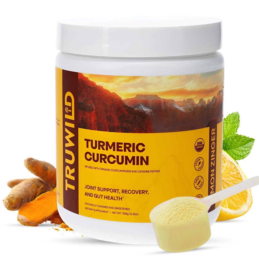 TruWild Wegański kurkuminy kukurydza proszek z organicznymi kurkuminoidy czarny pieprz imbir do wsparcia Wellness i wspólnego zdrowia, Wszystkie naturalne Made in USA, 20 Służenia