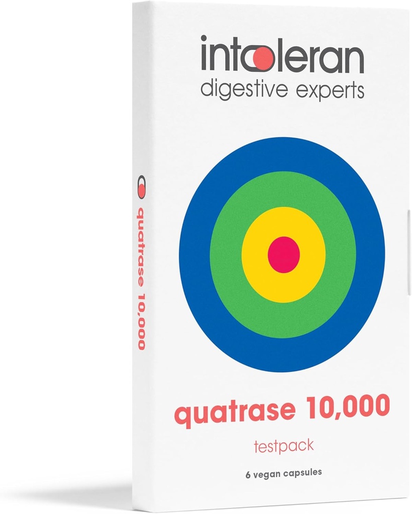 Intoleranan Quatrase Forte Digestive Enzymes Testpack - 6 kapsułek Xi124; Wysoko dozowany suplement dla FODMAP Nietolerancja 124; Pomaga Digest Laktoza i złożone węglowodany * 124; Pure & Vegan...