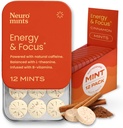 Minty kofeinowe energii NeuroGum (144 części) - Cukier wolny od L- teaniny + naturalnej kofeiny + witaminy B12 & B6 - Energia nootropowa i suplement ogniskowy dla kobiet i mężczyzn - Keto & Vegan, Cynamon Flavor
