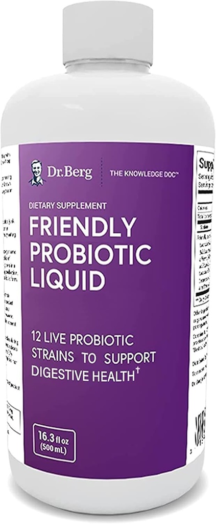 Przyjazny dla Dr. Berg Probiotic Liquid Supplement Drink Mix w / 12 Live Probiotics Strains & Lactobacillus Acidophilus - Digestive Health, Immune System & Gut Support for Men Women & Kids -1 Month Supply