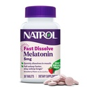 Natrol szybko rozpuścić Melatonina 5 mg, Melatonina Suplementy do niespokojnego snu, Wsparcie snu dla dorosłych, 30 Strawberry- aromatyczne tabletki, Aż do 30 Day Supply