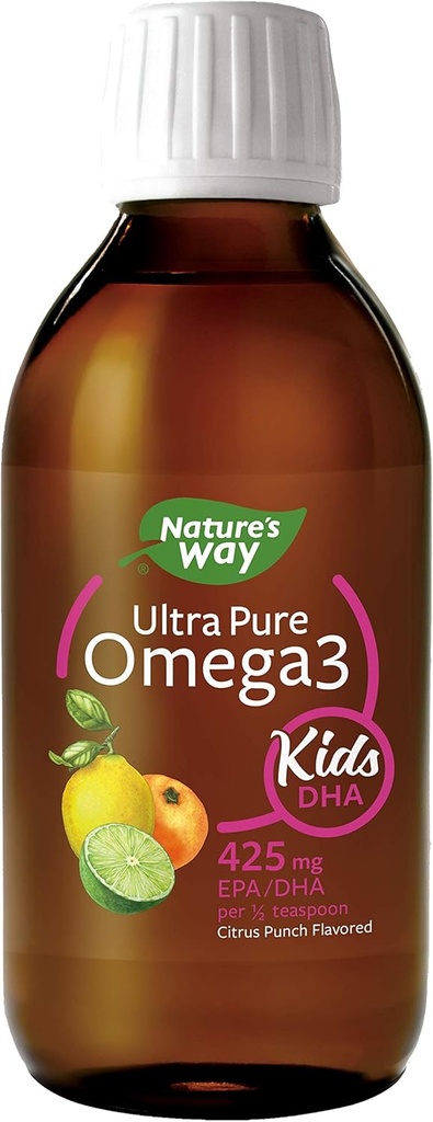 Natural 's Way Ultra Pure Omega-3 Dzieci DHA płynny olej rybny suplement, Citrus Punch Flavor, 8 Fl Oz