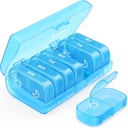 AUVON XL Cotygodniowy pill Organizator 2 razy dziennie, Pill Box 7 dzień z One- Side Duże otwarcia dla łatwego w użyciu, Blue AM PM pill Case for Medication, Witaminy, Oleje rybne, Suplementy