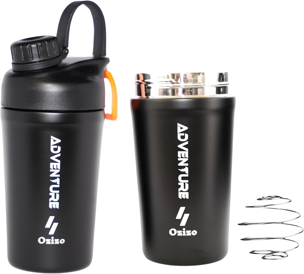 Ozizo Protein Mixing Cup for Protein Mixes - 20 Ounces Stainless Stainless Protein Shaker Butelka, Izolacja, nieszczelny dowód, Odor Resistant, Mały Cute Gym Mixer dla mężczyzn, Kobiety, Chłopcy, Dziewczyny, Gorące i zimne napoje