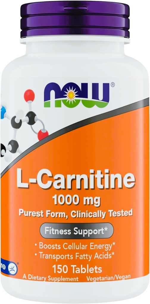 Teraz suplementy L- Carnitine 1000mg - 150 Tablets Value Size, Wspiera Lean Muscle Growth, Carniclean, Non-GMO, Kosher, Idealny dla weganów, Sportowców i Wsparcie energetyczne