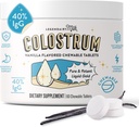 Legendyjski Milk Colostrum Supplement - Premium Bovine Colostrum for People - 40% IgG Immunoglobulina dla immunologicznego wsparcia & Gut Health - Energy & Muscle Recovery - Vanilla Chewable Tablets, 30 Służenie