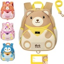 Backpack BabbleRoo Toddler, Backpack dla dzieci - Lekkie i wygodne, odporne na wodę neoprene, Leash for Toddlers 1-3, Reflective Strips for Visibility, Backpack zwierząt, Bob The Bear