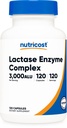 Nutricost Lactase Enzyme Complex 3000 FCC ALU, 120 Kapsułki wegetariańskie - Non-GMO, Gluten Free, 120 Służenia