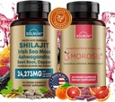 Ultimate Antioksydant Bundle - Shilajit Pure Himalayan Organic & Morosil - Fulvic Acid Trace Minerals, Irish Sea Moss, Ashwagandha, Copper, Beet Root - Non-GMO, Gluten- Free, suplement Vegan