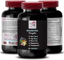 Składnik odżywczy Boost - RESVERATROL COMLEX - Korzyści z jagód, Potężne przeciwutleniacze, Goji Berry Support, Elderberry Siła, Daily Support, Pomegranat Energia, Całość żywności, Energia aromatyczna 1 Butelka 60 Czapki