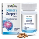 HERBION Naturals Memory Support Kapsułki, Pomaga poprawić funkcje mózgu i absent Mindedness, Utrzymuje zdrowe poziomy nastroju z Ginkgo Biloba, dla dorosłych, 60 Hrabia, Pack of 1