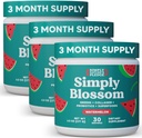 Po prostu Blossom Nutrition Daily Greens & Superfood Powder + Collagen + Probiotyki dla Kobiet Digestive Health & Bloating Relief. Pomoc Twoje zdrowie Bloom - 3 miesięczne dostawy - Arbuz