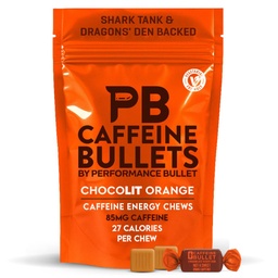 Kofeina Bullet Energy Chews - Chocolate Orange. 40 * 85mg - Szybsze Kopanie niż Pigułki, Żele i Guma. Sport Science for Running, Jazda na rowerze, Gaming & A Pre Workout Endurance Boost.