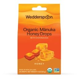 Wedderspoon Organic Manuka Honey Drops, Honey & Echinacea, 20 Count (Pack of 1) Next 124; Genuine New Zealand Honey Description 124; Perfect Remedy for dry throats