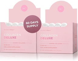 Kolagen Deluxe 30 Strzały x 2 I 8 Tydzień Bundle I 12500 mg Kolagen morski (Typ I & III) I Kwas hialuronowy, Biotin, Witamina C I Sugar- Bez cukru - 8 Tydzień Dostawy