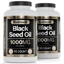 2 Pack - Black Seed Oil Capsules, 500 Mg, Cold Pressed High Potency Digestive Aid, 90 Count 100% Non GMO Pure Black Cmin Seed Oil kapsułki