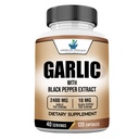 American Standard Supplements Garlic 2400mg Per Serving with Black Pepper Fruit Extract - Wegan, Gluten Free, Non-GMO, 120 Kapsułki, 40 Słupki