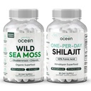 Kapsułki Ocean Wild Sea Moss i jeden dzień Shilajit dla mężczyzn i kobiet - 100% Irish Sea Moss i Pure Shilajit kapsułki - Wsparcie dla tarczycy dla kobiet i mężczyzn