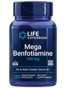 Przedłużenie życia Mega Benfotiamina, 250 mg, Rozpuszczalna postać tłuszczowa tiaminy, Zdrowy Metabolizm, Ultrabiodostępna witamina B1, wysoki potencjał, Gluten- Free, Non-GMO, Wegetarianin, 120 Kapsułki