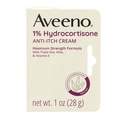 Aveeno Maksymalna wytrzymałość 1% Hydrokortyzon krem przeciwswędzeniowy, Triple Oat, Aloe & Witamina E For Itch Relief from Eczema, Łuszczyca, Insect Bites, Poison Ivy, Oak & Sumac & Detergents, 1 oz, 2 Pack