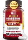 21- in-1 Suplement berberyjski z Ceylon Cynamon - 1500mg Organic Berberine HCL Phytosome, 5X Wyższa Absorpcja dla wsparcia metabolizmu 100 Kapsułki