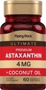 Piping Rock Astaxanthin 4mg gigantyna 124; 60 Softgels gigantyna 124; z oleju kokosowego 124; Algae Extract Supplement Supplement Deposition 124; Non GMO, Gluten Free