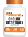 BulkSupplements.com Choline Bitartrate Kapsułki - Cholina Suplementy, jako Choline L- Bitartrate - Cholina 600mg, 2 Kapsułki na Podawanie, 240 Kapsułki (Opakowanie po 1)