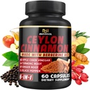 Ceylon Cynamon Kapsułki z Berberine HCl, Jabłko Cydr Ocet, Turmeric, Ginseng, Czarny pieprz - 6in1 dla wsparcia immunologicznego funkcji - 60 Count