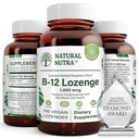 Naturalny suplement witaminy Nutra B12, Pomaga zwiększyć poziom energii, Zasadnicze dla zdrowego układu nerwowego, Pomaga poprawić nastrój i zdrowie psychiczne, Wspomaga układ sercowo-naczyniowy, 100 Lozenges
