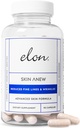 Elon skóry Anew z hydrolizowanego kolagenu & kwas hialuronowy i nasiona nasion ekstrakt i przeciwutleniacze 124; Nawodnienie i przeciwstawne suplement dla zdrowia skóry wibracyjnej (90 kapsułki)