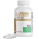 Bronson L- Lysine Dodatkowa Siła 1000 MG na tabletkę Wysoka potencja, Wsparcie immunologiczne & Wsparcie Syntezy Collagen, Non-GMO, 100 Tabletki wegetariańskie