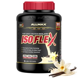 ALLMAX Nutrition - ISOFLEX Proszek z białka serwatki, Izolat białka serwatki, Białko 27g, Wanilia, 5 funtów