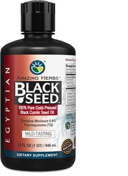 Niesamowite zioła egipski czarny olej nasienny - Gluten Free, Nie GMO, Cold Pressed Nigella Sativa Aid in Digestive Health, Wsparcie immunologiczne, Funkcje mózgu, lekki aromat - 32 Fl Oz