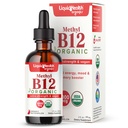 LIQUIDHEALTH USDA organiczna metylowitamina B12 metylkobalamina krople płynne z Tarta sok wiśniowy - Boost Energy, Immune Support, Poprawa pamięci i koncentracji - USA Made, Wegan, Non-GMO (2 oz)