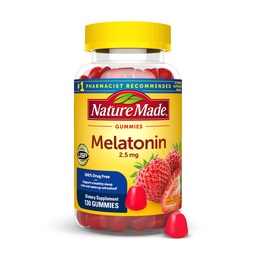 Nature Made Melatonin Gummies 2,5 mg, 100% beznarkotykowa pomoc na sen dla dorosłych, suplement melatoniny 130 Count, 130 Day Supply