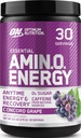 Optimum Nutrition Amino Energy - Wstępne ćwiczenia z zielonej herbaty, BCAA, Amino Acids, Keto Friendly, Green Coffee Extract, Energy Powder - Concord Grape, 30 Servings