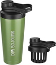 DIW 24 Oz Shaker Butelka, Stal nierdzewna Shaker Butelka z Noise- Free Design, Izolowany metalowy Shaker Cup dla Mieszaniny białka i pre Workout, Gym Bottle Shaker (zielony)